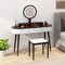 Costway Solid Wood Makeup Vanity Desk Set with LED Lighted Mirror Drawers Cushioned Stool White + Brown/Black + Brown/White + Black/White + Natural